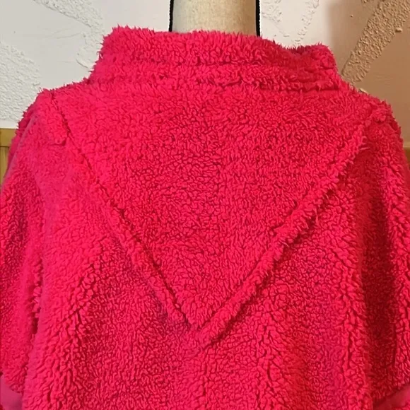 Free People Neon Coral/Hot Pink Nantucket Fleece Pullover Sz-M