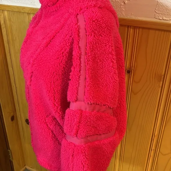 Free People Neon Coral/Hot Pink Nantucket Fleece Pullover Sz-M