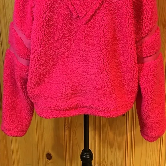 Free People Neon Coral/Hot Pink Nantucket Fleece Pullover Sz-M