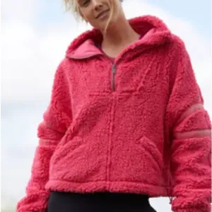 Free People Neon Coral/Hot Pink Nantucket Fleece Pullover Sz-M
