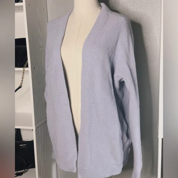 Free People Ottoman Cardigan Open Front Size med Ribbed heavy Knit Serenity Blue