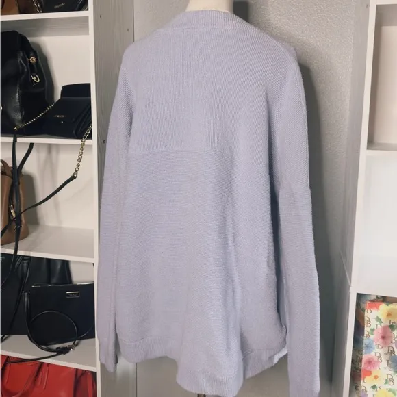 Free People Ottoman Cardigan Open Front Size med Ribbed heavy Knit Serenity Blue