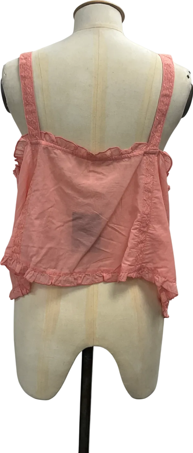 Free People Pink Sweet Sarah Relaxed Square Neck Top UK M