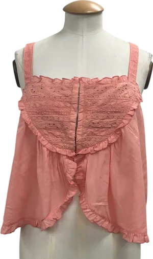 Free People Pink Sweet Sarah Relaxed Square Neck Top UK M