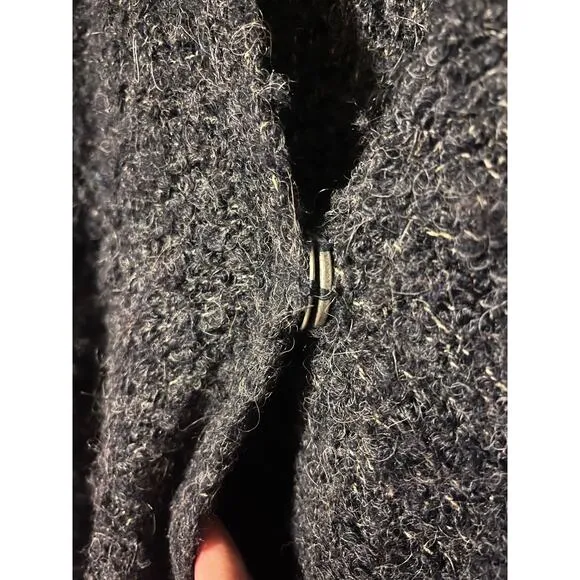 Free People Rare Boucle Cardi Alpaca Blend Oversized Sweater Size Small Black