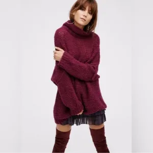 Free People She's All That Knit Alpaca Blend Turtleneck Sweater Women's Medium