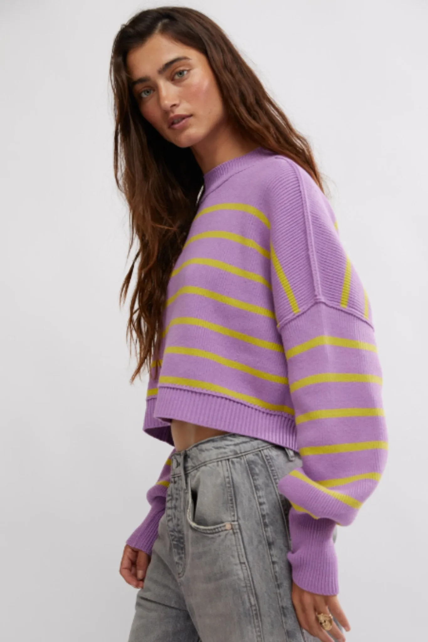Free People: Stripe Easy Street Crop Pullover