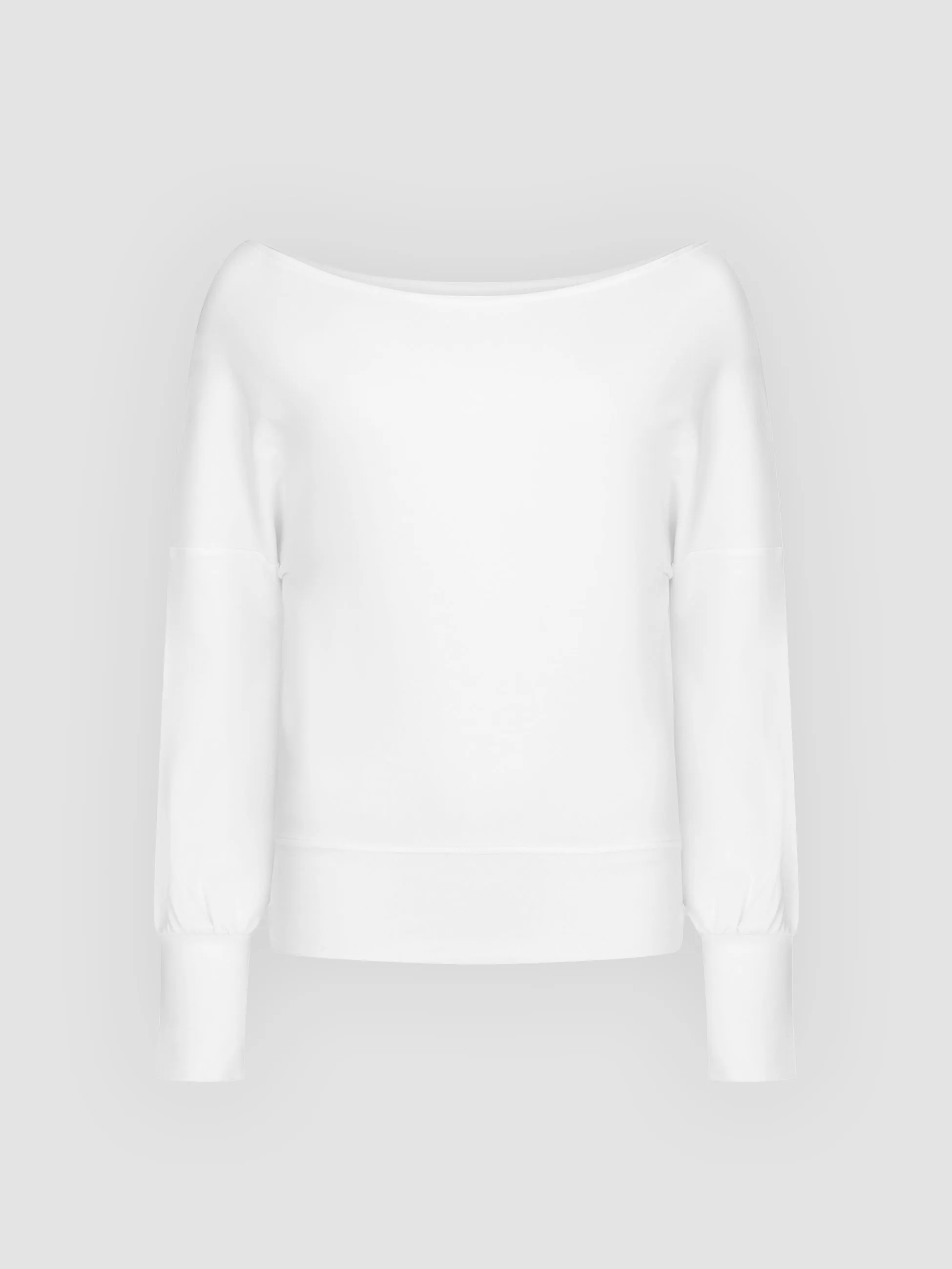 French Terry Off Shoulder Sweatshirt - White
