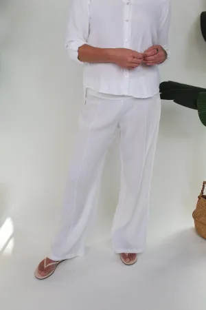 Fresh Laundry Foldover Gauze Pant White