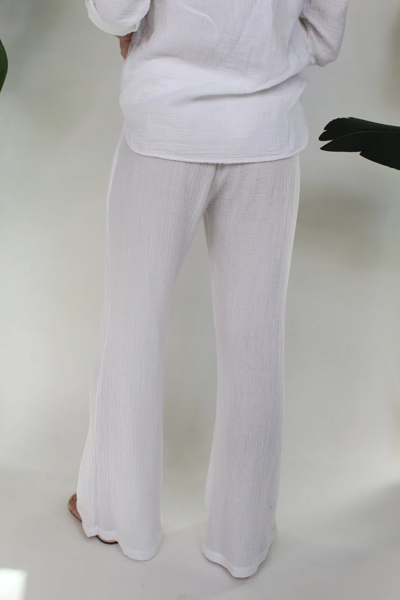 Fresh Laundry Foldover Gauze Pant White