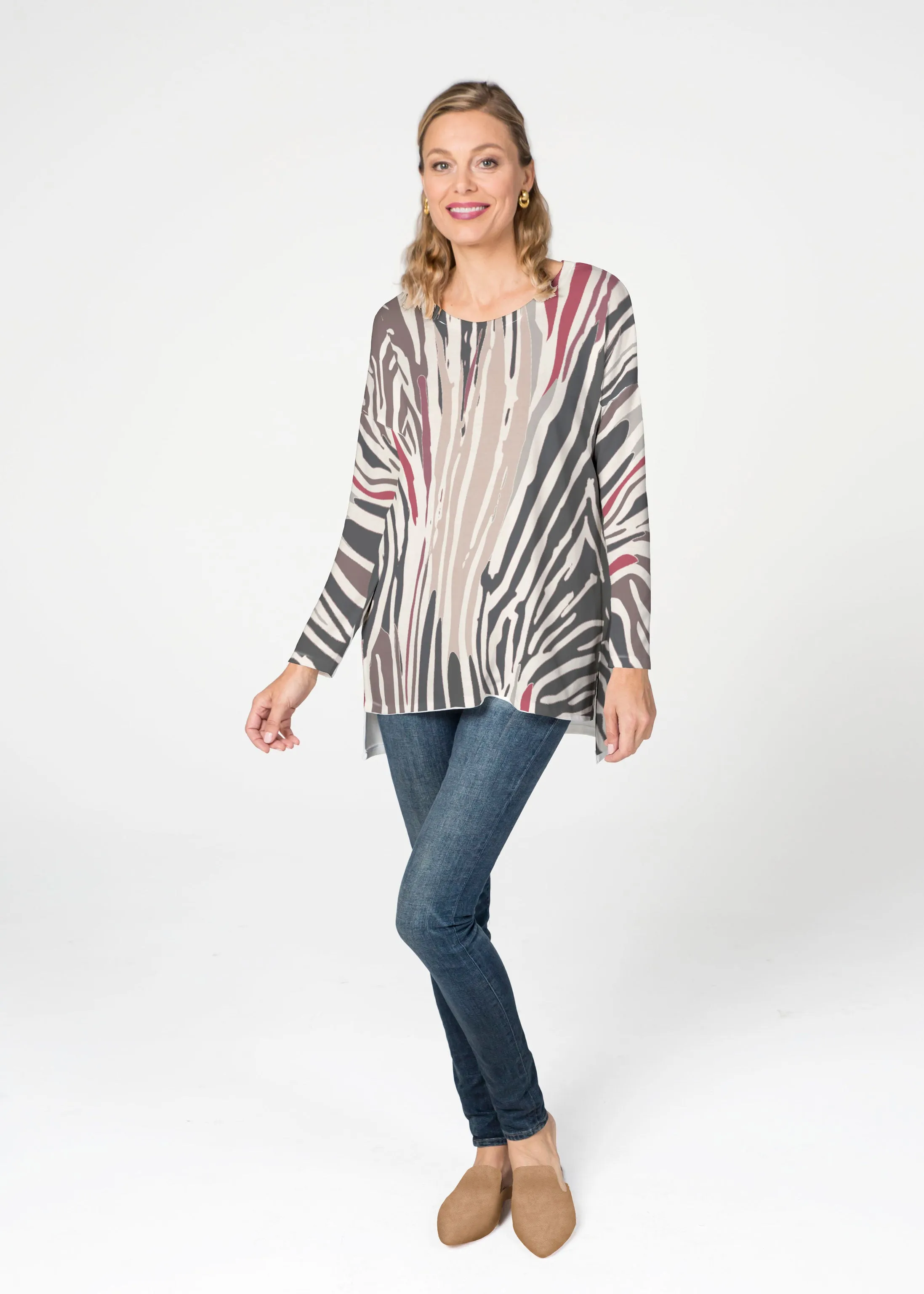 Fruity Stripe Neutral (14305) Slouchy Butterknit Top