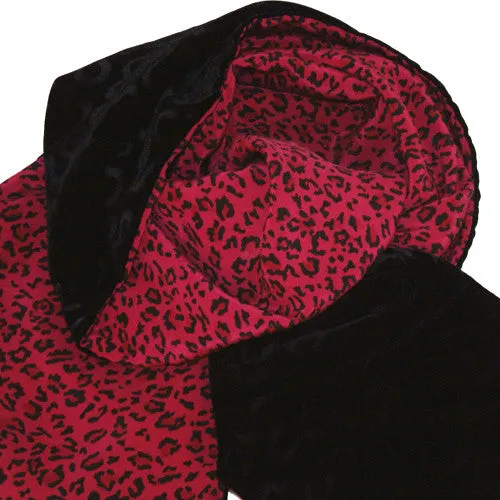 FUSCHIA LEOPARD SILK & VELVET SCARF