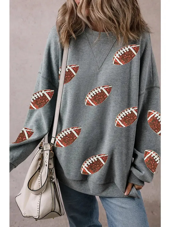 Gameday Sequin Football Sweatshirt