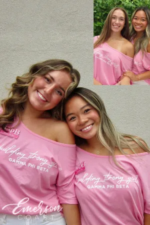 Gamma Phi Beta Building Strong Girls Pink Slouchy Tee