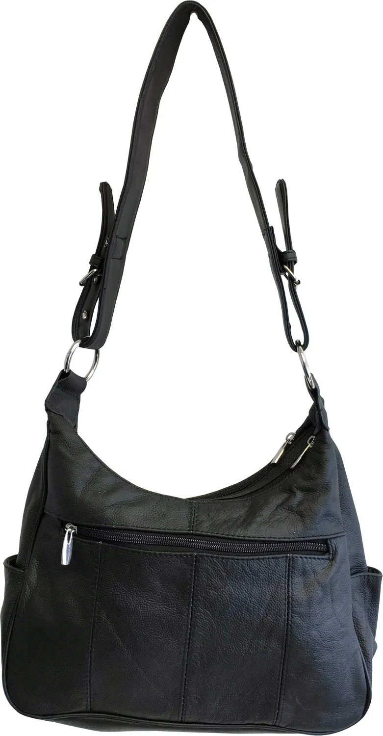 Genuine Leather Multi-Pocket Crossbody Purse - Adjustable