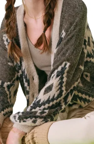 Geo print knit cardigan