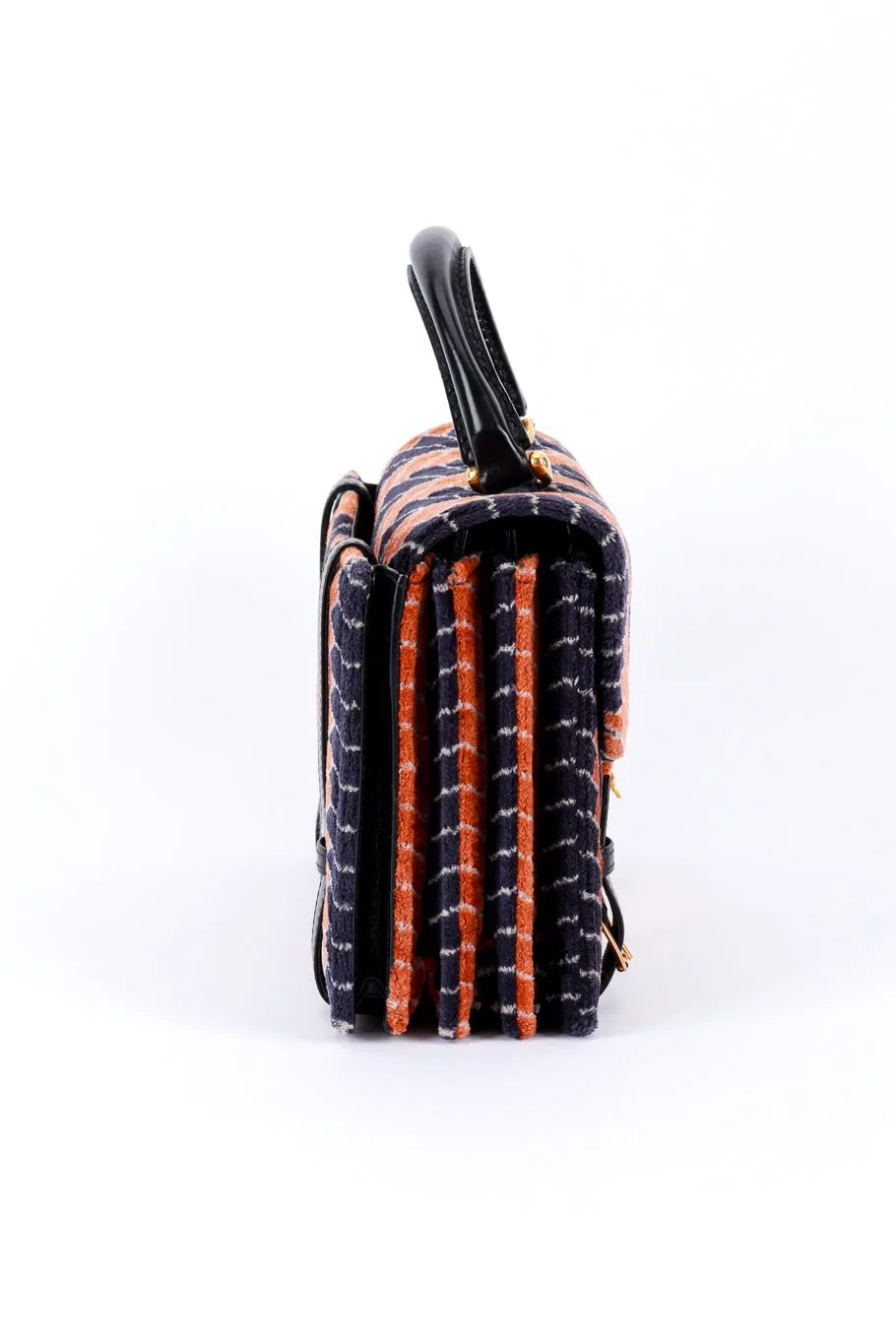 Geometric Velvet Accordion Handbag