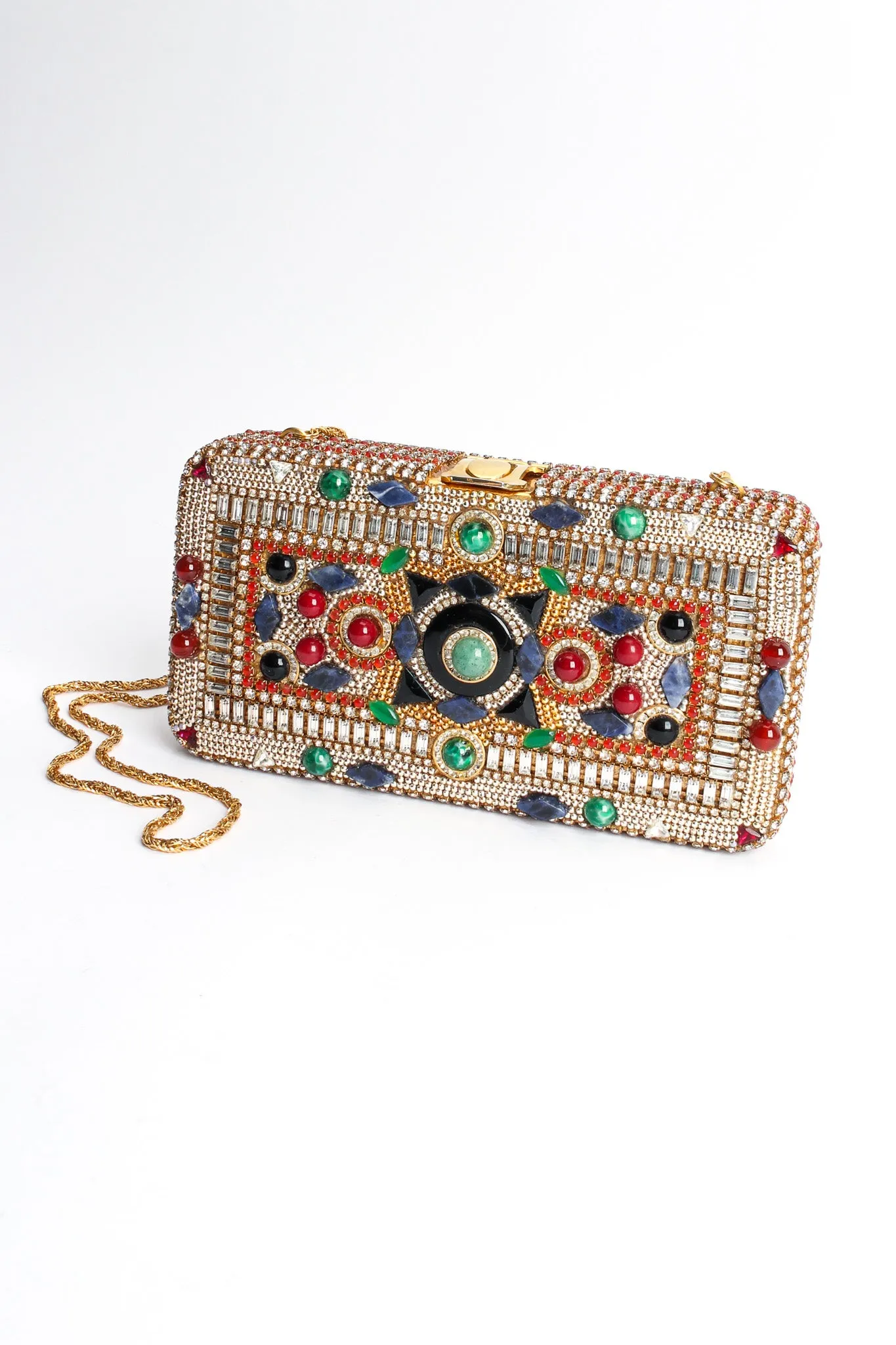 Glass Stone & Rhinestone Box Clutch