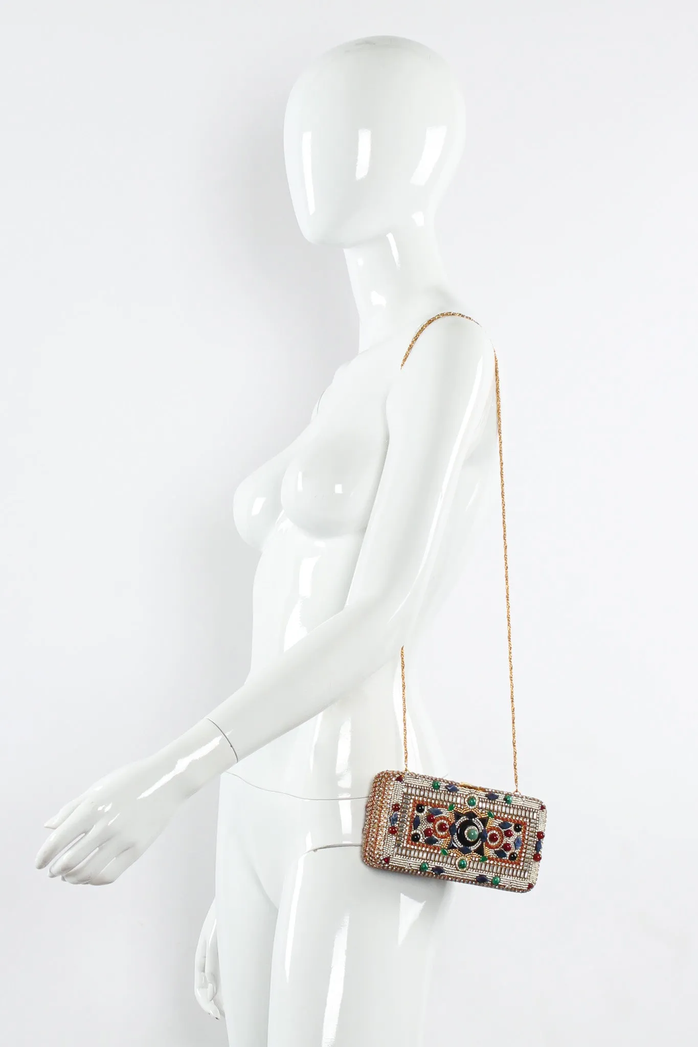 Glass Stone & Rhinestone Box Clutch