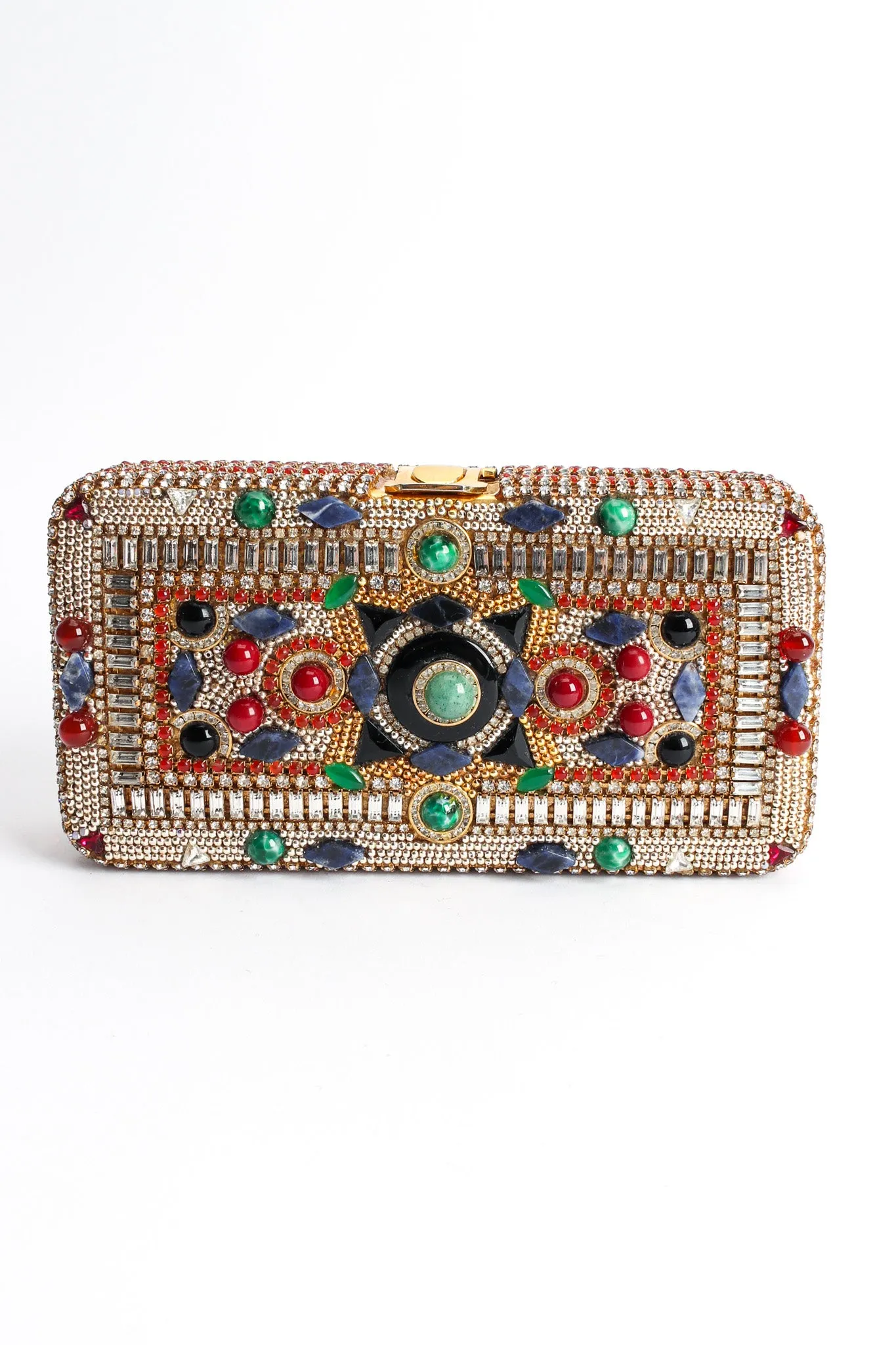 Glass Stone & Rhinestone Box Clutch