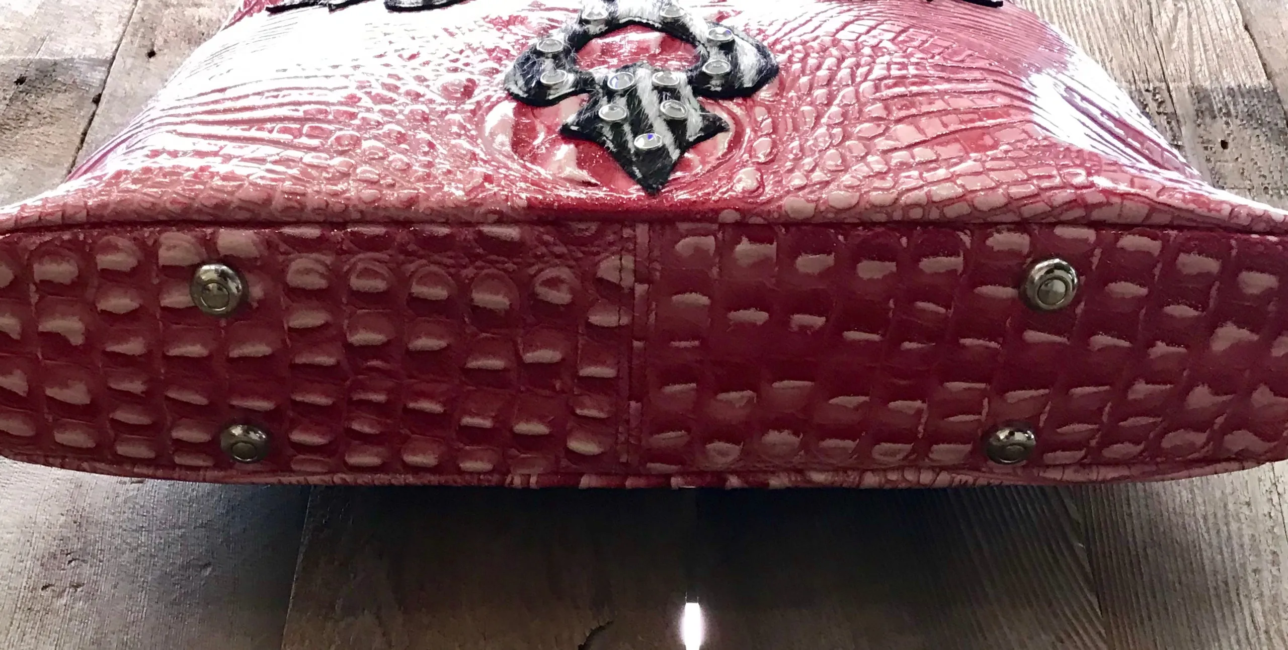 Glitter Pink Croc With Zebra Cross