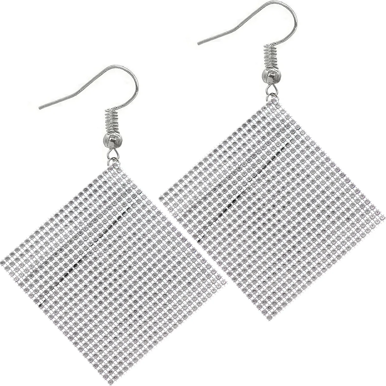 Gold Enormous Mesh Rhinestone Drop Earrings