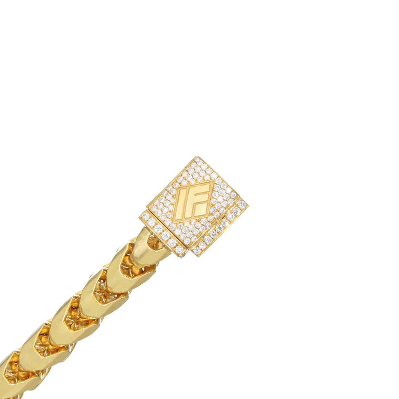Gold Franco Bracelet (6.5mm, Diamond Clasp)