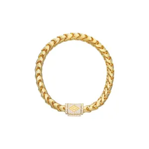 Gold Franco Bracelet (6.5mm, Diamond Clasp)