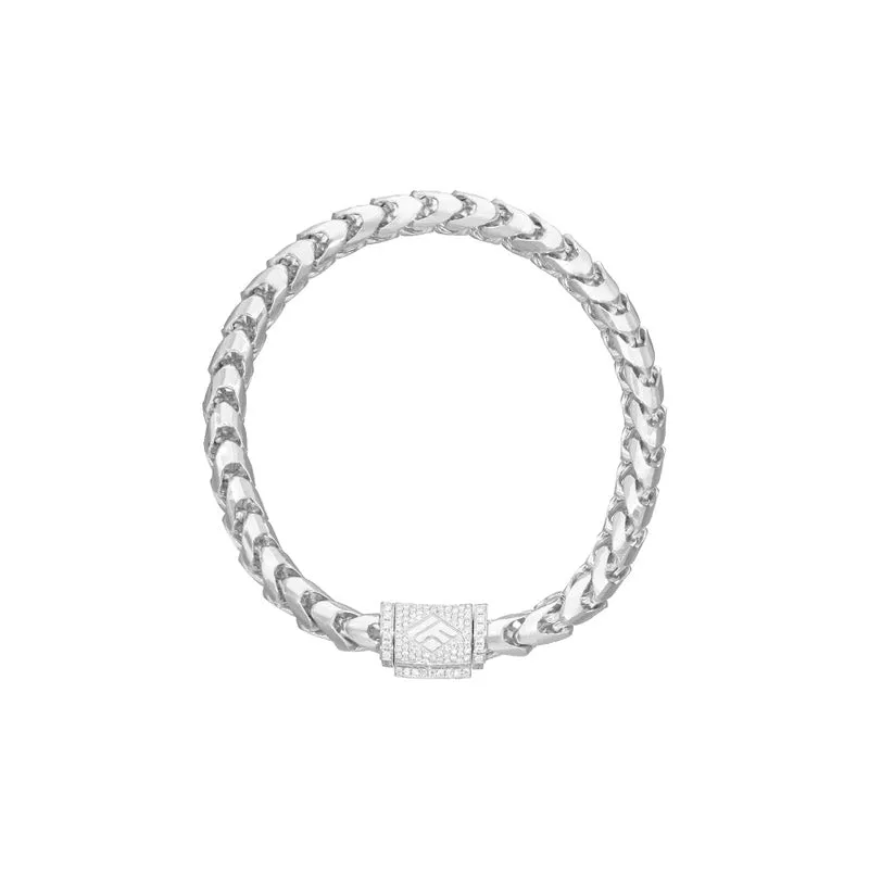 Gold Franco Bracelet (6.5mm, Diamond Clasp)