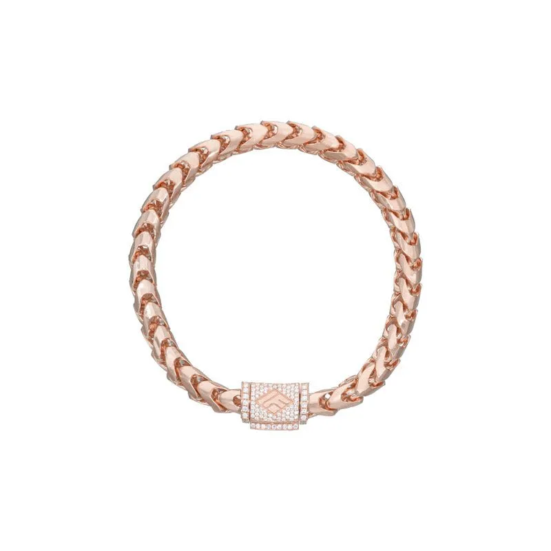 Gold Franco Bracelet (6.5mm, Diamond Clasp)