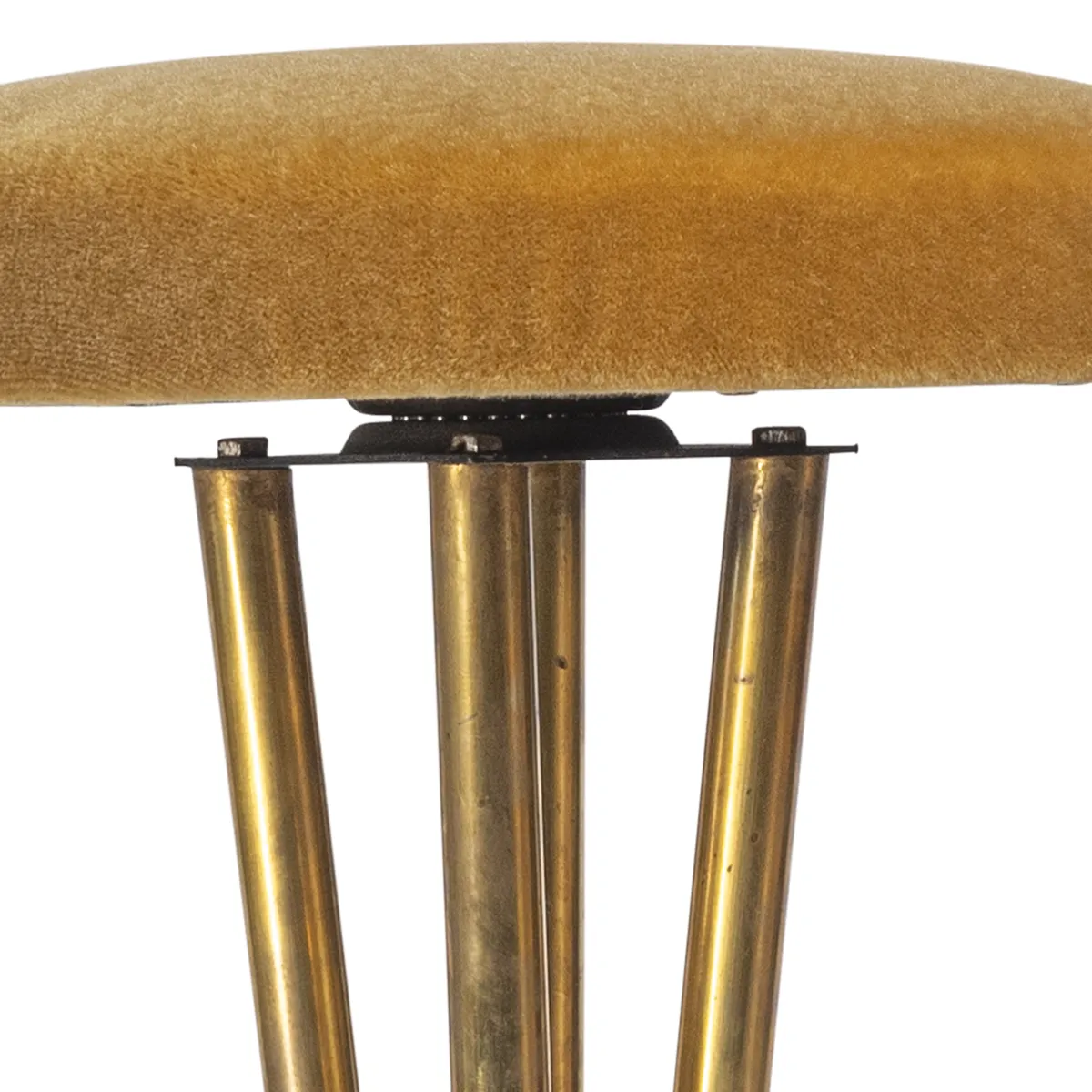 Gold Mohair Velvet Italian Brass Bar Stools - set of 2