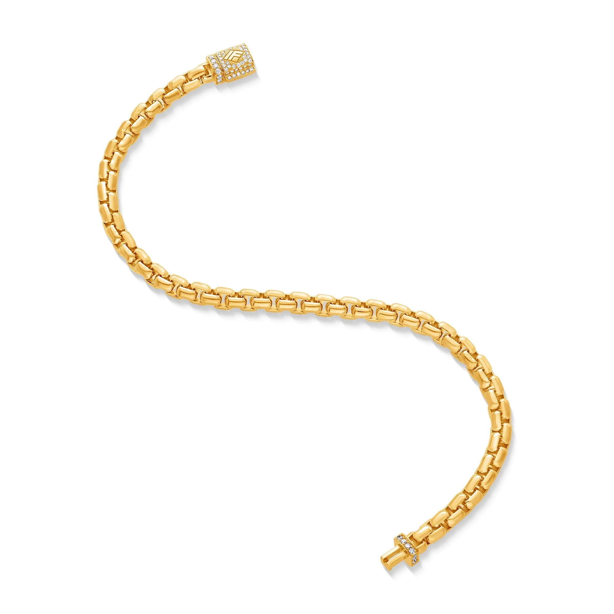 Gold Moon Link Bracelet (5mm, Diamond Clasp)