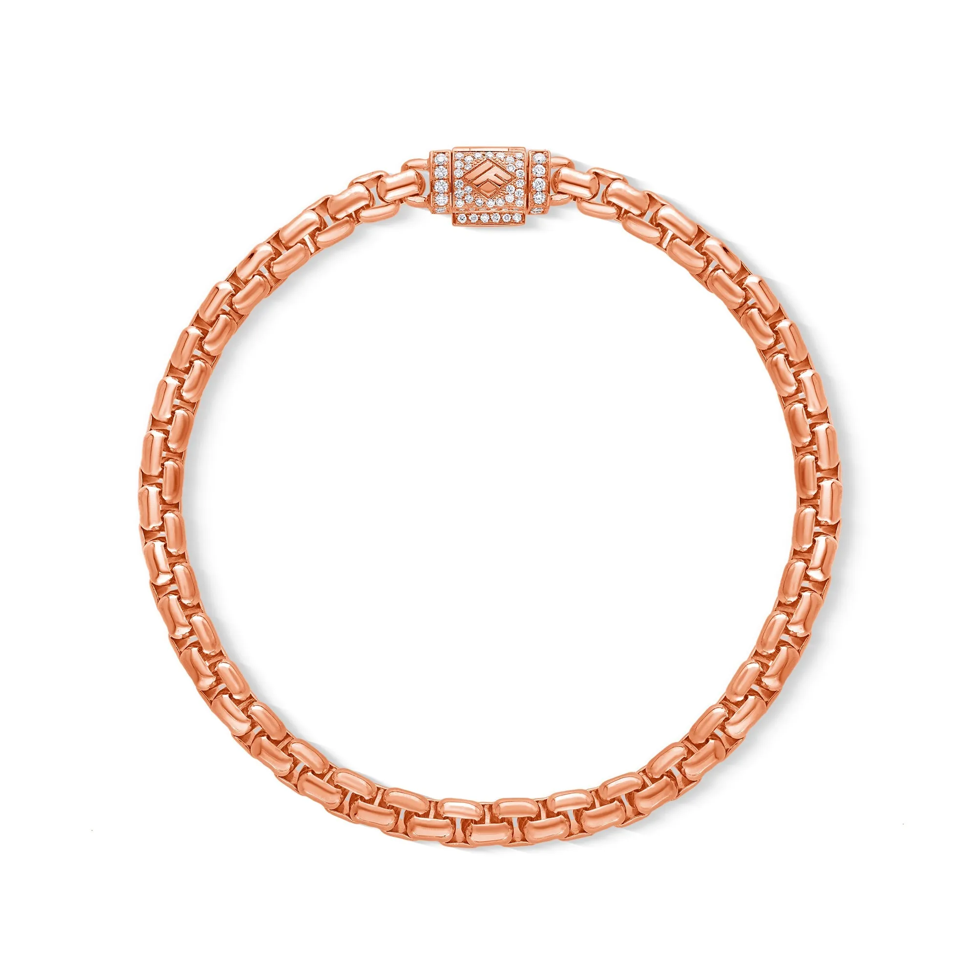 Gold Moon Link Bracelet (5mm, Diamond Clasp)