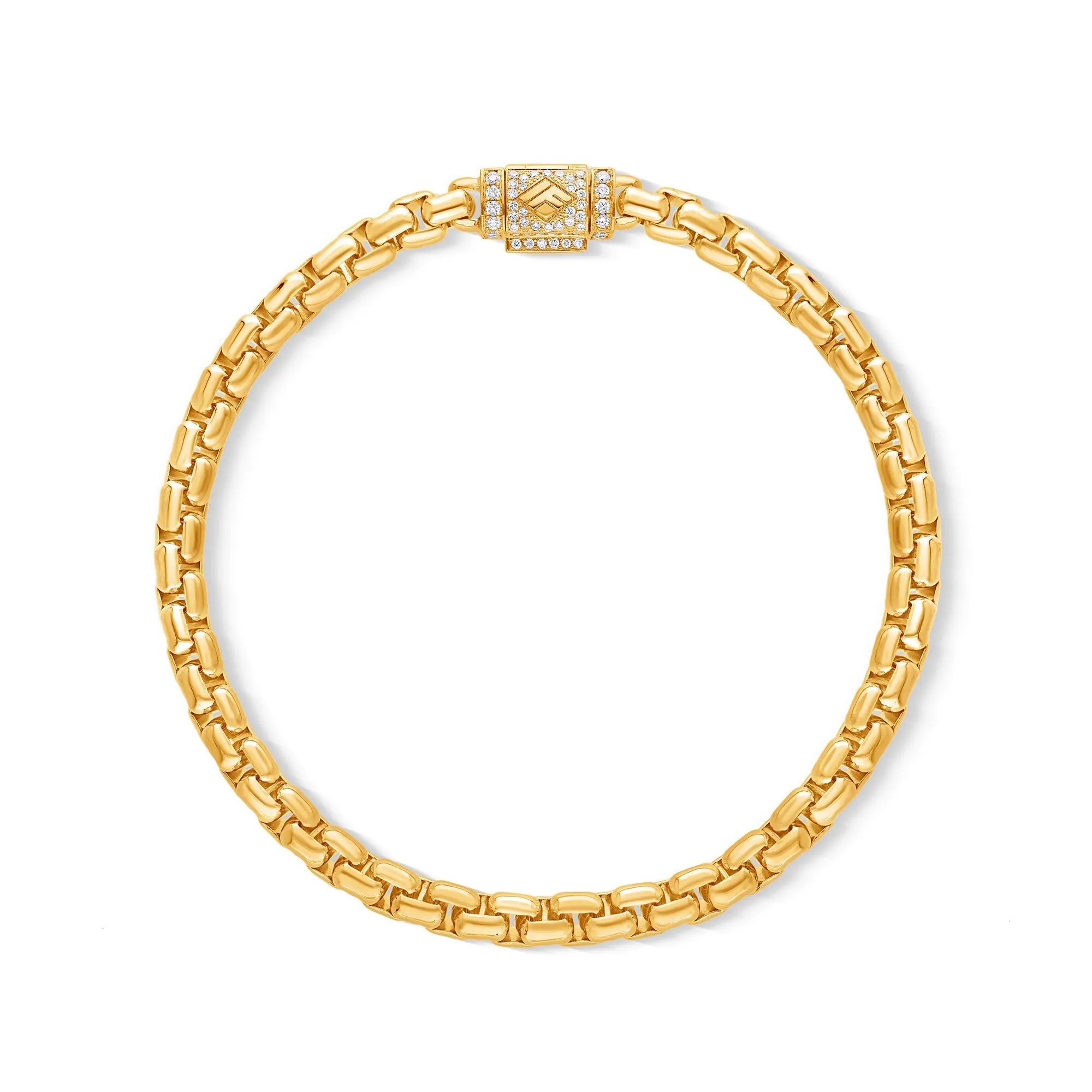 Gold Moon Link Bracelet (5mm, Diamond Clasp)