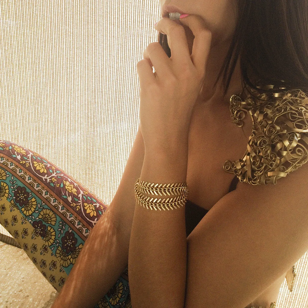 Gold Railway Wrap Bracelet / Choker