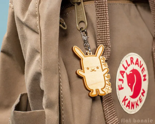 Good Luck keychain - Lucky rabbit wood charm