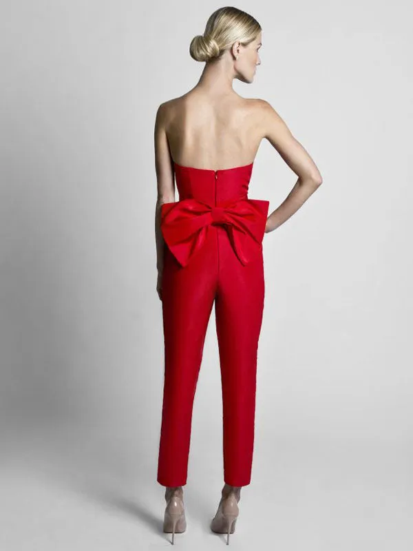 Gorgeous Evening Jumpsuit Ball Gown Sweetheart Neck Ankle Length Sleeveless Zipper Sash Satin Fabric Social Party Jumpsuit
