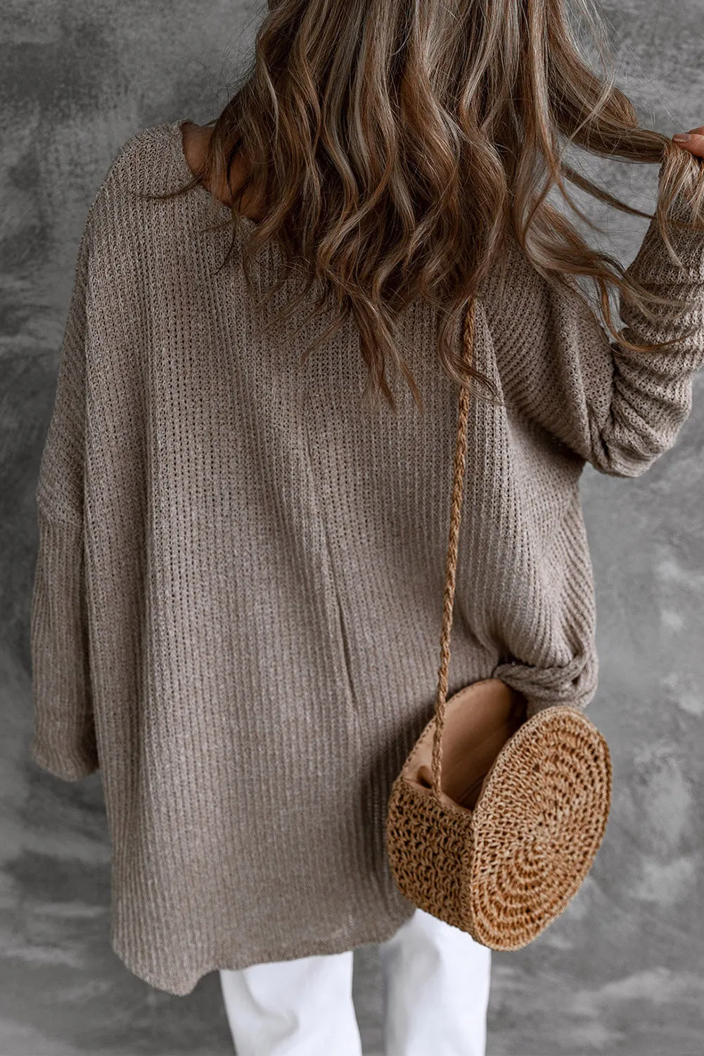 Gray Slouchy Dolman Sleeve Sweater