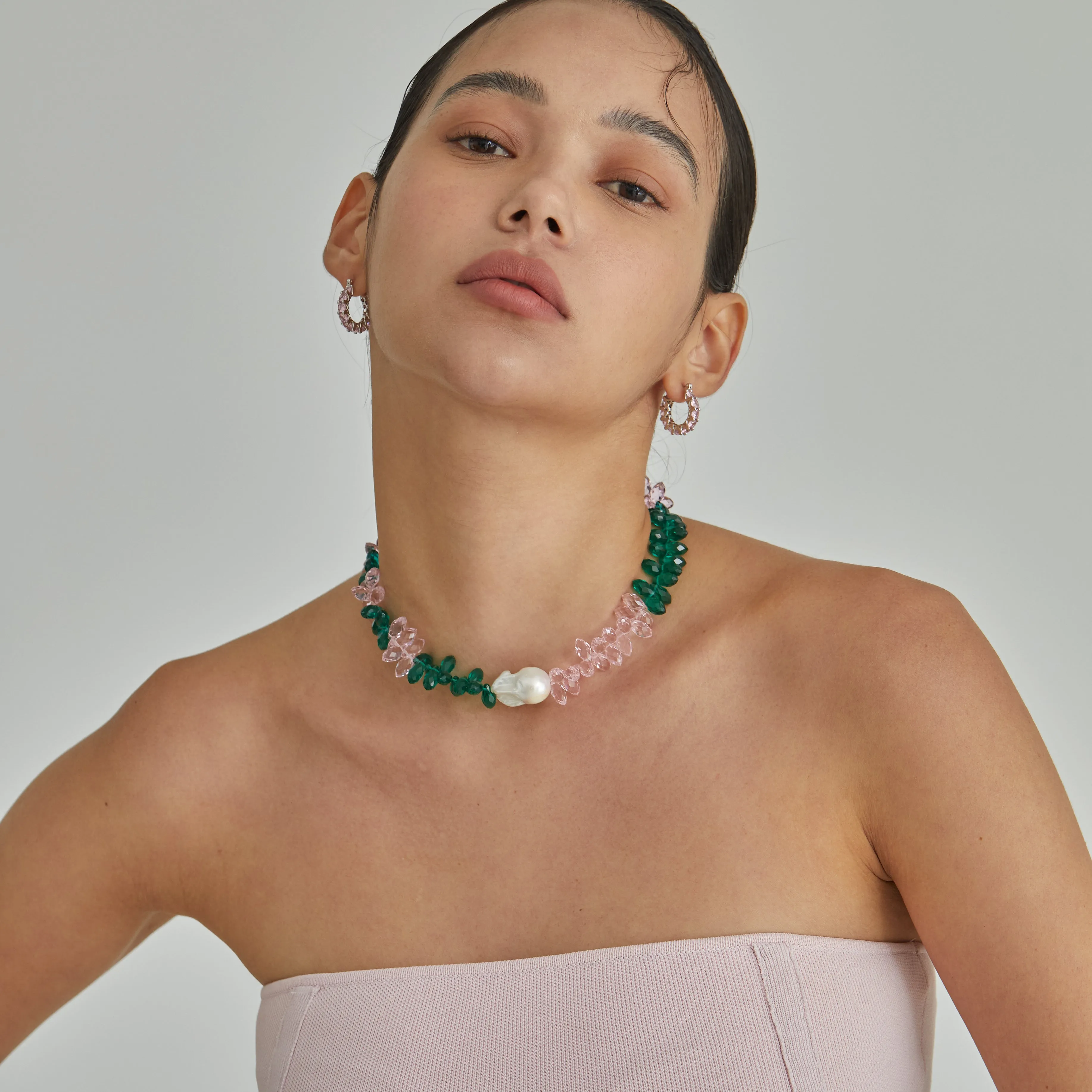 Green and Pink Pearl Necklace