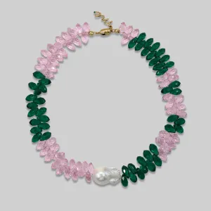 Green and Pink Pearl Necklace