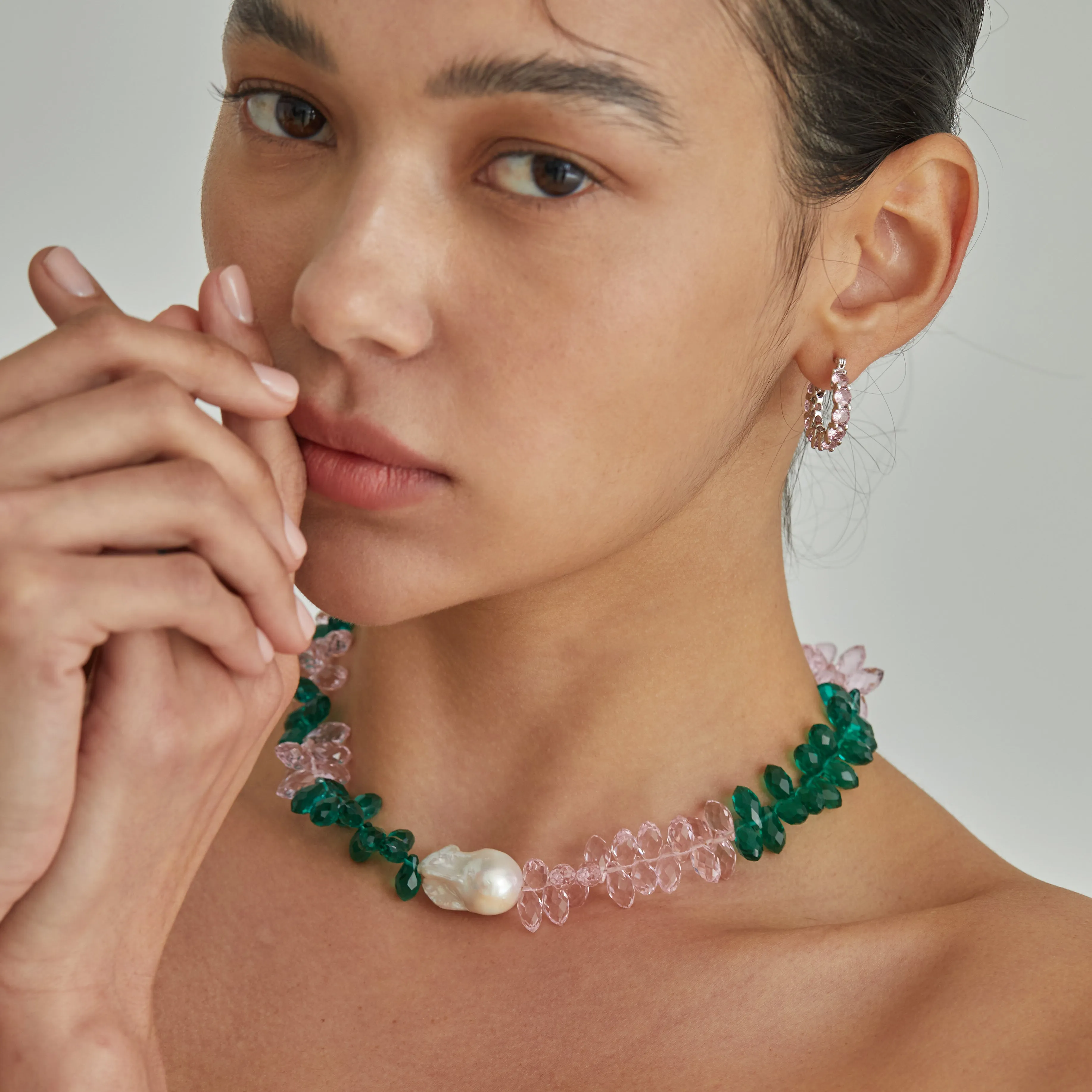 Green and Pink Pearl Necklace