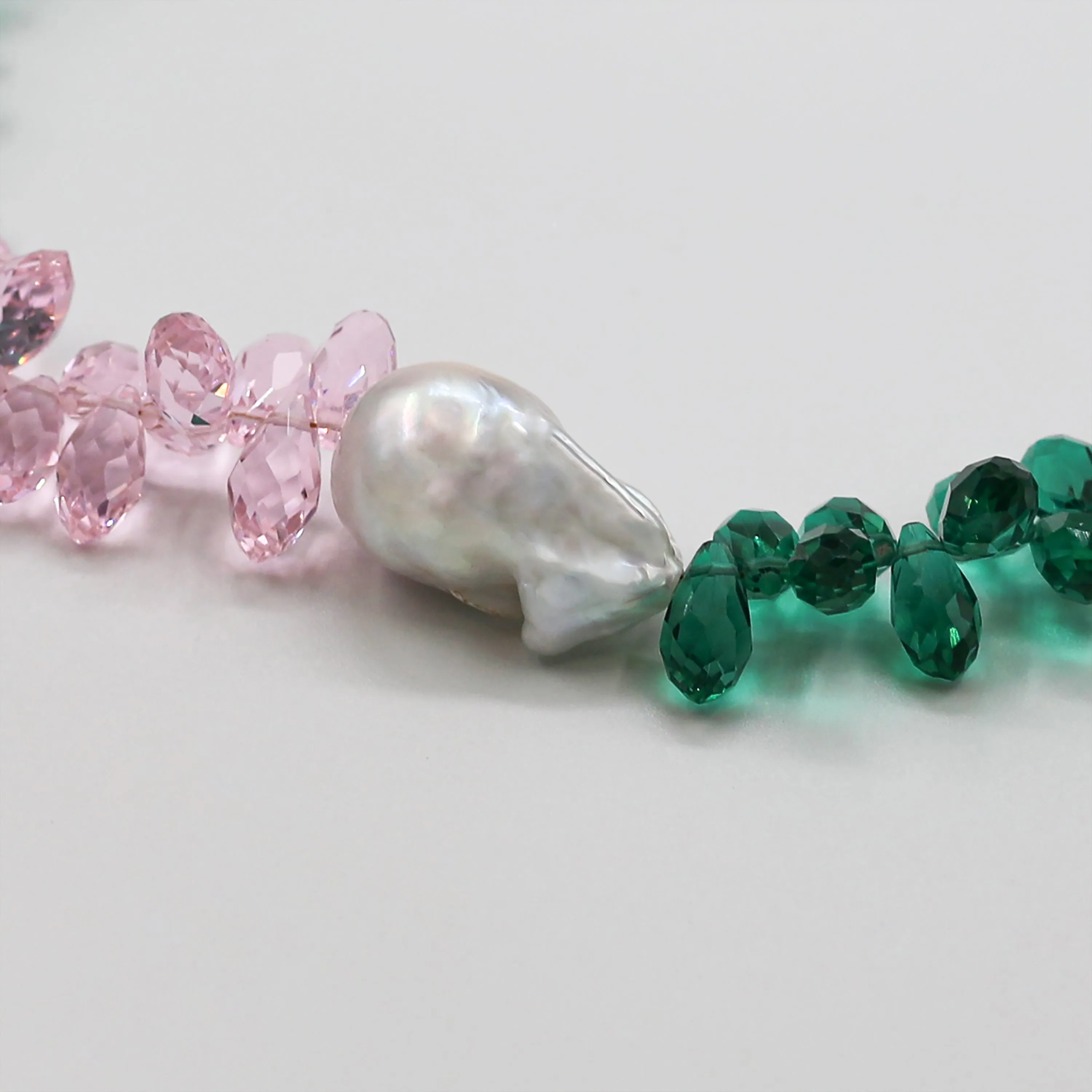 Green and Pink Pearl Necklace