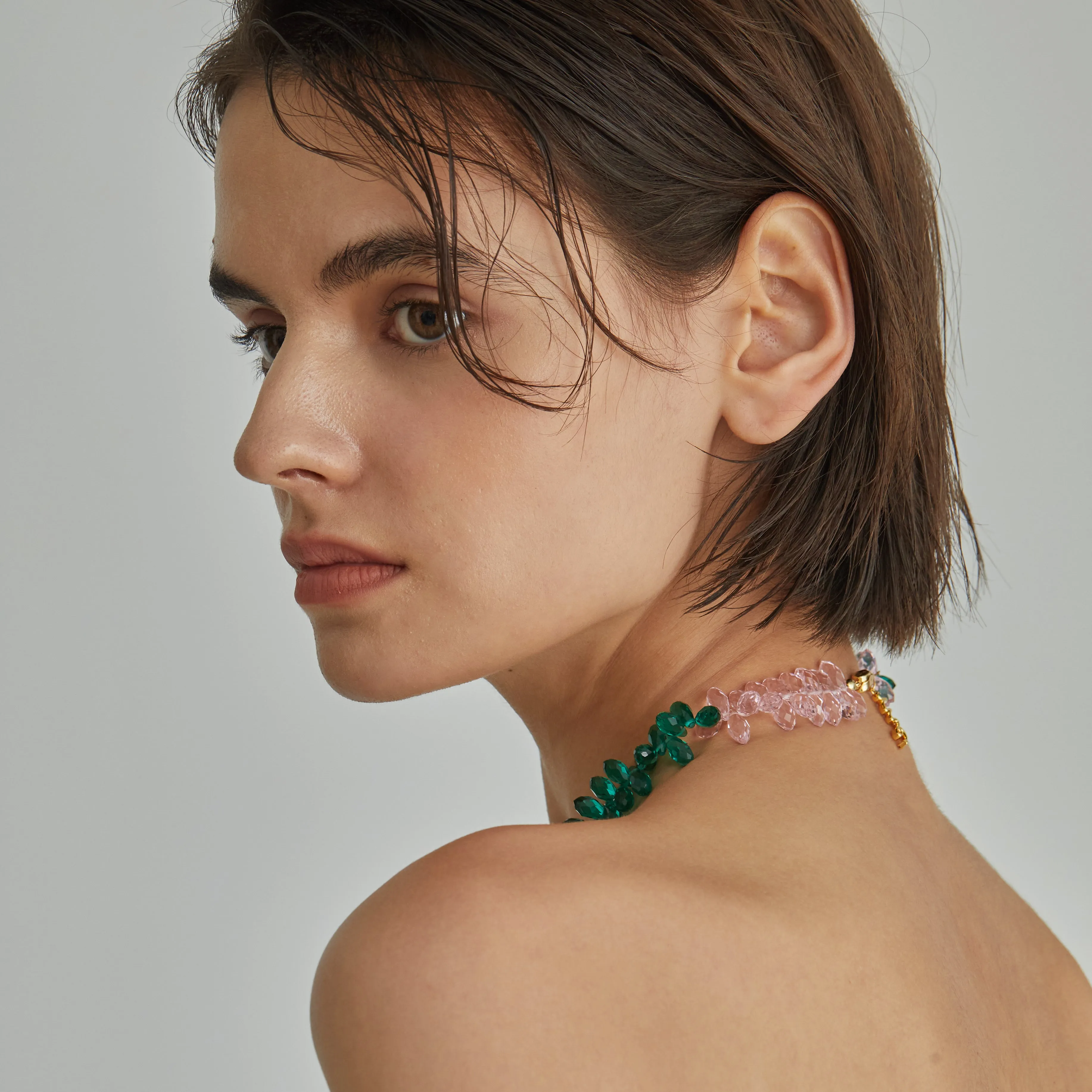 Green and Pink Pearl Necklace