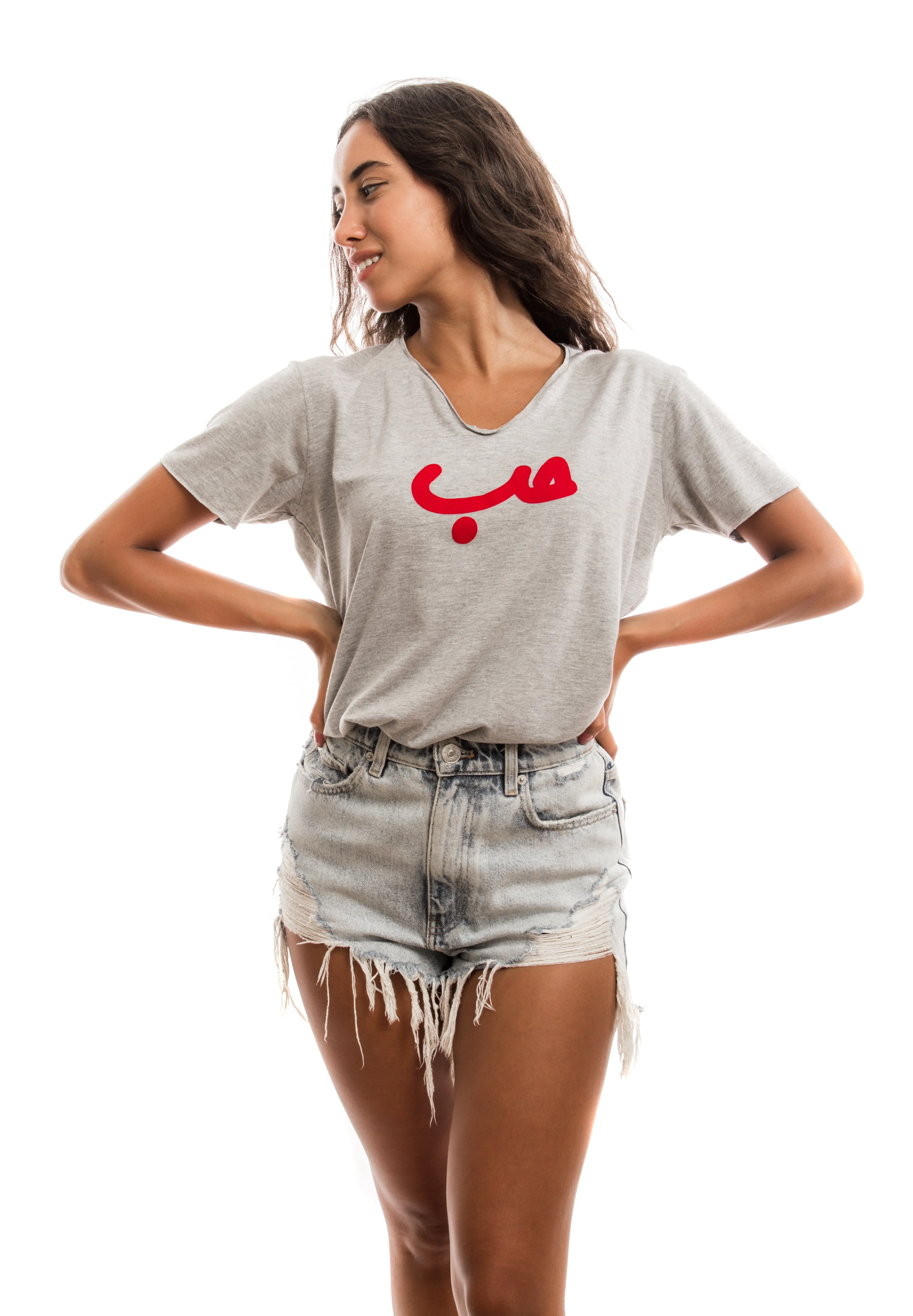 Grey T-Shirt Red Hobb حب