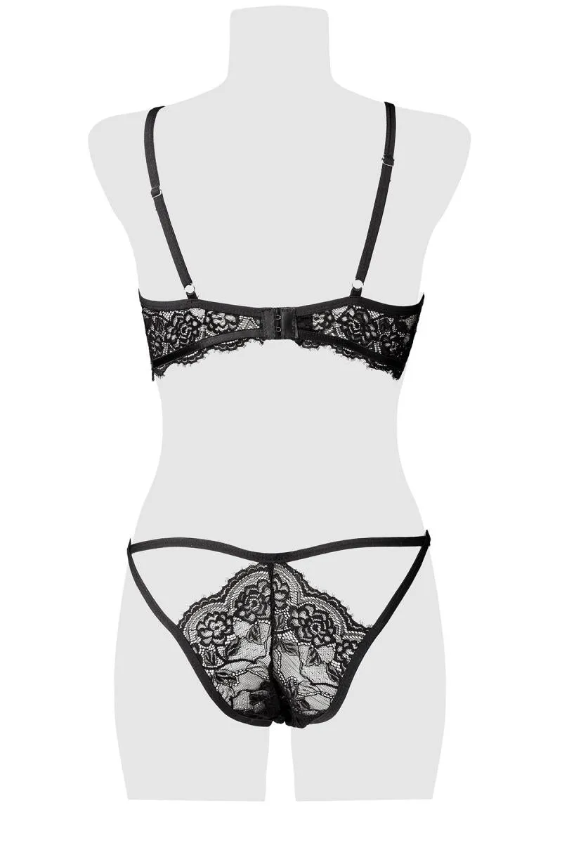 Grey Velvet Bra Set