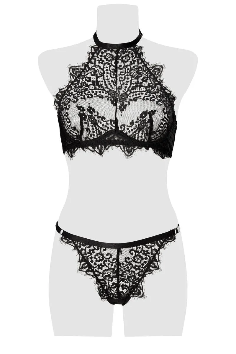 Grey Velvet Lingerie Set