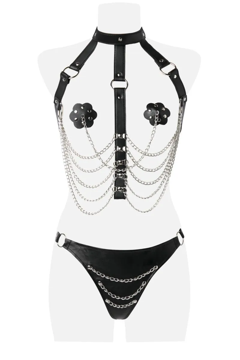 Grey Velvet Three-Part Harness Set