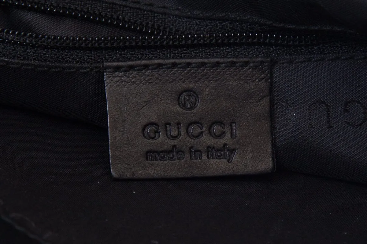 Gucci Black Canvas Bamboo Top Handle Handbag