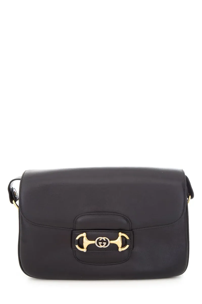 Gucci Black Leather Old Horsebit Crossbody Handbag