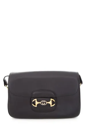 Gucci Black Leather Old Horsebit Crossbody Handbag